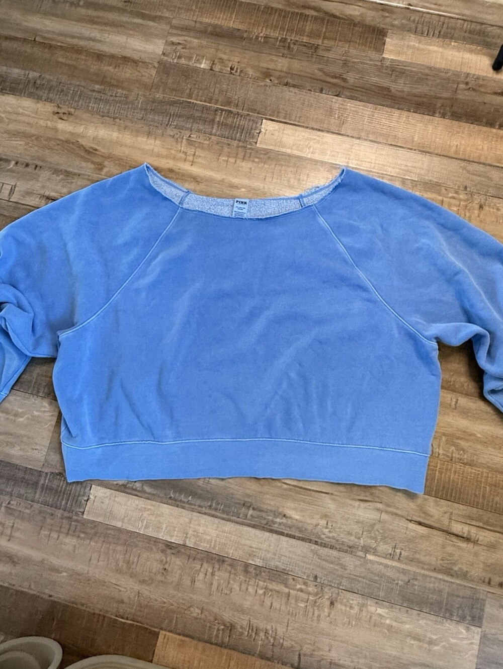 Victoria Secret PINK Off The Shoulder Sweatshirt Seascape Blue Dip (XXL)